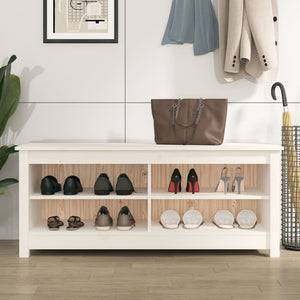 Weiße Schuhbank Kiefer Massivholz 110 cm