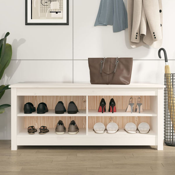 Weiße Schuhbank Kiefer Massivholz 110 cm