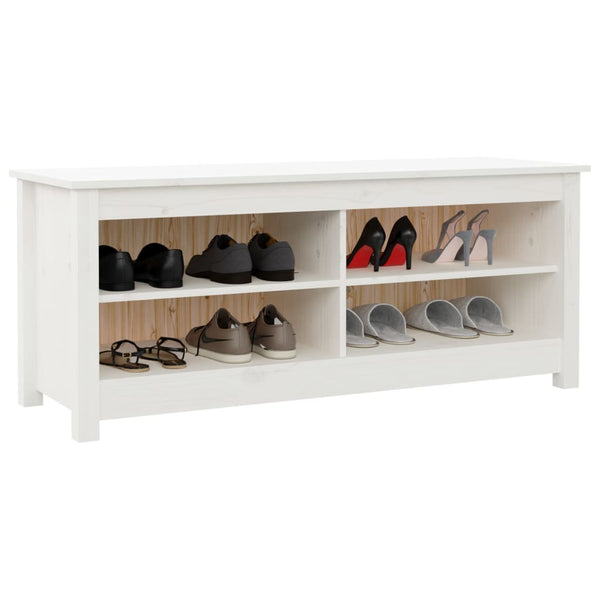 Weiße Schuhbank Kiefer Massivholz 110 cm
