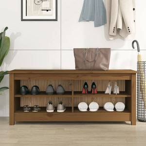 Schuhbank Honigbraun Kiefer Massivholz 110cm