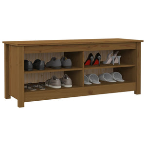 Schuhbank Honigbraun Kiefer Massivholz 110cm