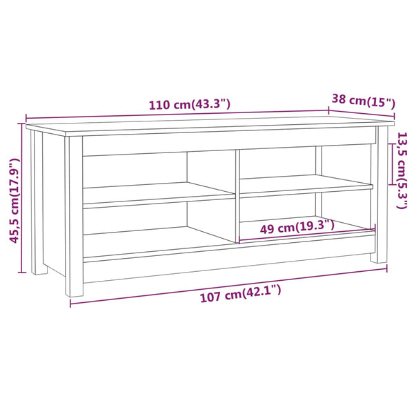Schuhbank Honigbraun Kiefer Massivholz 110cm