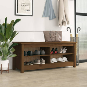 Schuhbank Honigbraun Kiefer Massivholz 110cm