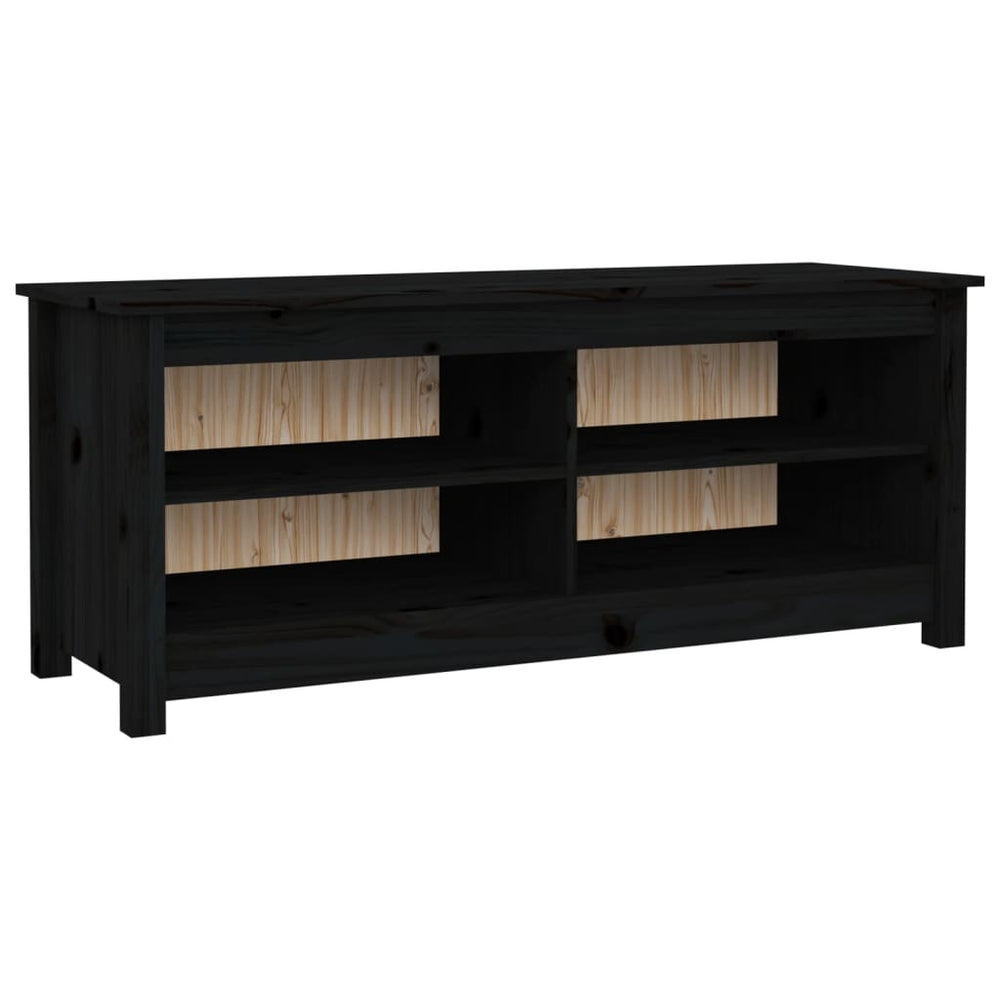 Schuhbank Schwarz Kiefer Massivholz 110 cm