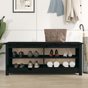 Schuhbank Schwarz Kiefer Massivholz 110 cm