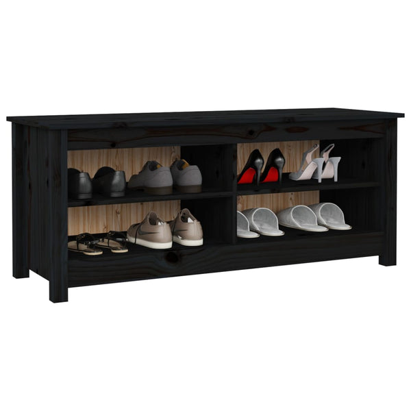 Schuhbank Schwarz Kiefer Massivholz 110 cm