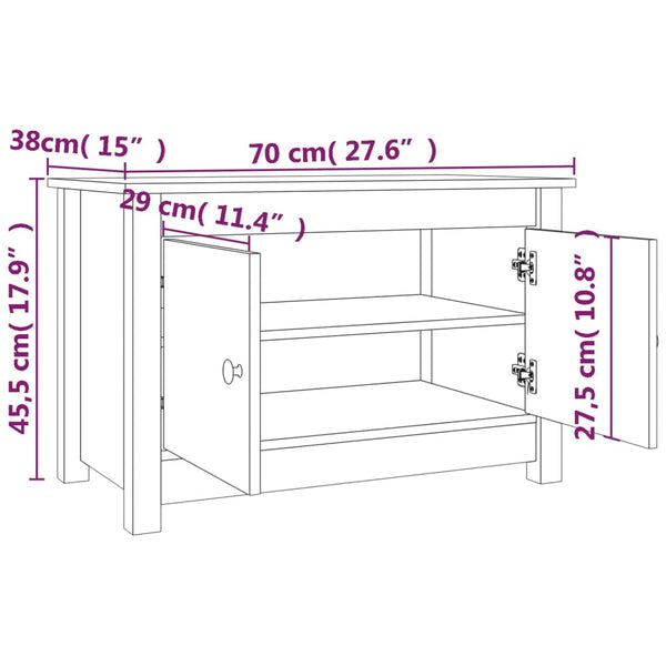 vidaXL Shoe Cabinet White 70x38x45.5 cm Solid Pine Wood