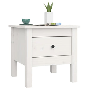 vidaXL Table d'appoint Blanc 40x40x39 cm Bois de pin massif