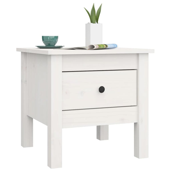 vidaXL Table d'appoint Blanc 40x40x39 cm Bois de pin massif