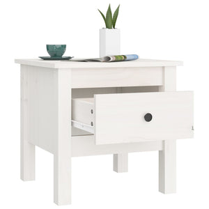 vidaXL Table d'appoint Blanc 40x40x39 cm Bois de pin massif