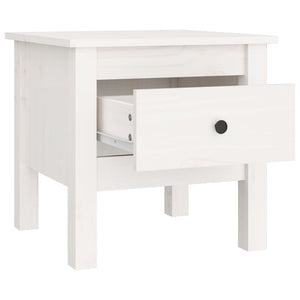 vidaXL Table d'appoint Blanc 40x40x39 cm Bois de pin massif