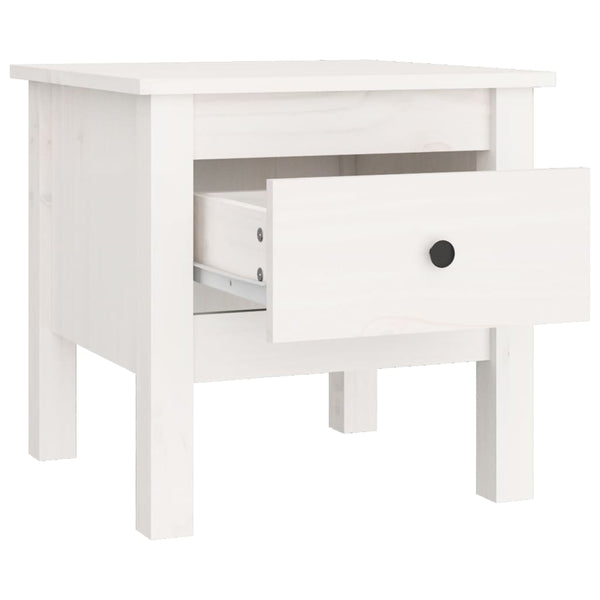 vidaXL Table d'appoint Blanc 40x40x39 cm Bois de pin massif