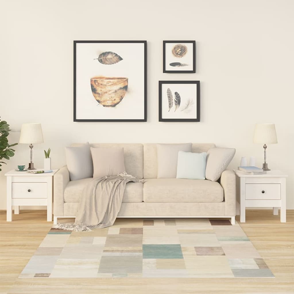 Weiße Beistelltische 2er Set Kiefer Massivholz