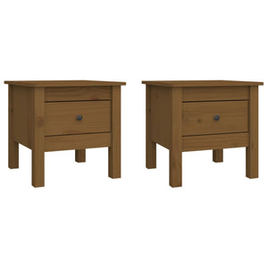 2er Set Beistelltische Honigbraun Kiefer Massivholz
