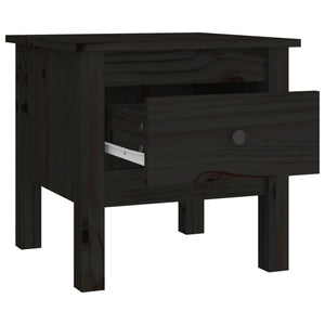 Schwarzer Beistelltisch Kiefer Massivholz 40x40 cm