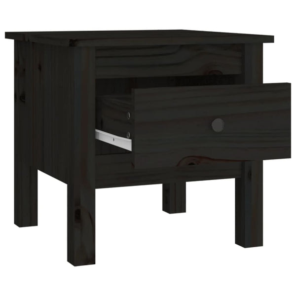 Schwarzer Beistelltisch Kiefer Massivholz 40x40 cm