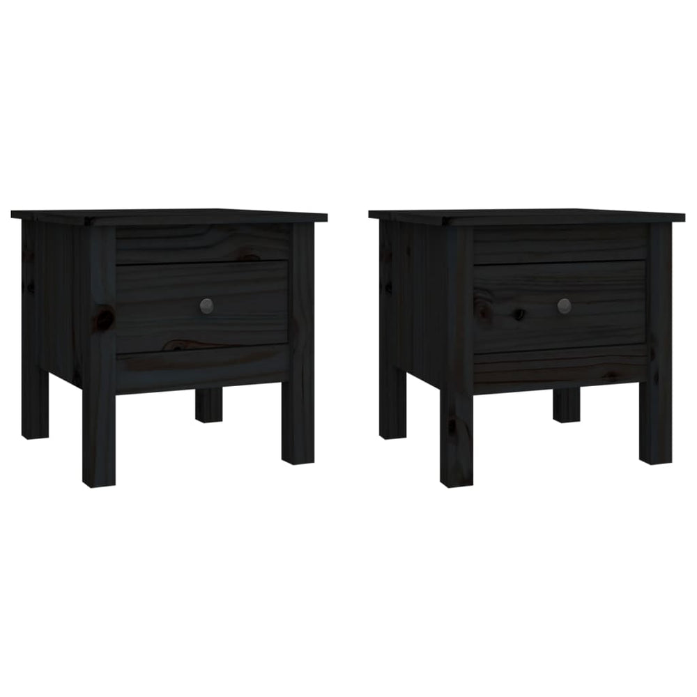 Schwarze Beistelltische 2er Set Kiefer Massivholz 40x40 cm