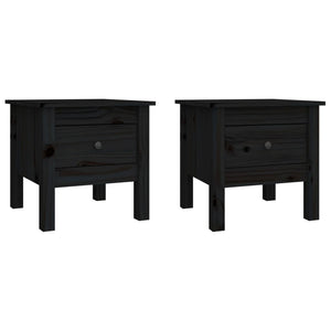 Schwarze Beistelltische 2er Set Kiefer Massivholz 40x40 cm