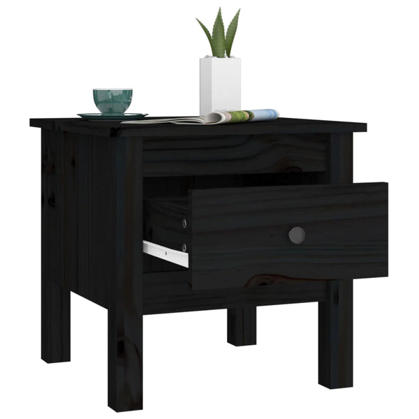 Schwarze Beistelltische 2er Set Kiefer Massivholz 40x40 cm