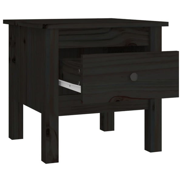 Schwarze Beistelltische 2er Set Kiefer Massivholz 40x40 cm