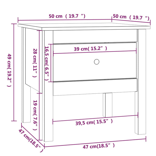 Massivholz Beistelltisch Kiefer 50x50 cm