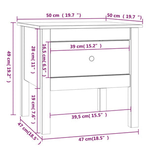 Beistelltische 2er Set Kiefer Massivholz 50x50 cm