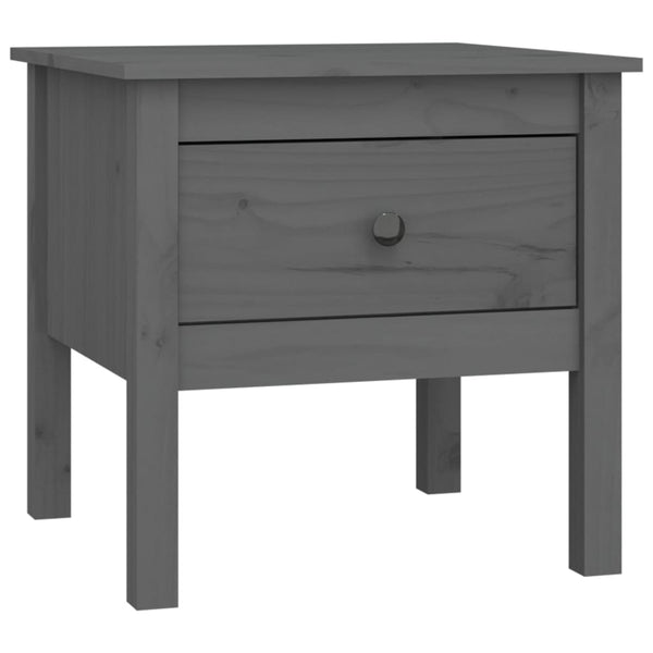 Grauer Beistelltisch Kiefer Massivholz 50x50 cm