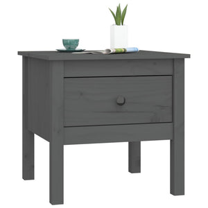 Grauer Beistelltisch Kiefer Massivholz 50x50 cm