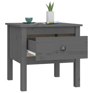 Grauer Beistelltisch Kiefer Massivholz 50x50 cm