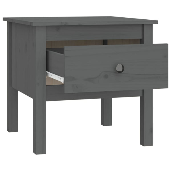 Grauer Beistelltisch Kiefer Massivholz 50x50 cm