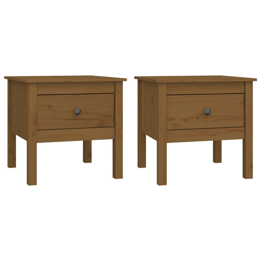 Beistelltische 2er Set Honigbraun Kiefer Massivholz