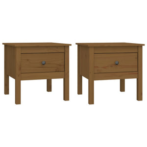 Beistelltische 2er Set Honigbraun Kiefer Massivholz