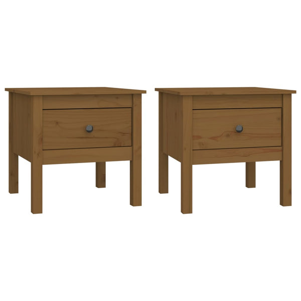 Beistelltische 2er Set Honigbraun Kiefer Massivholz