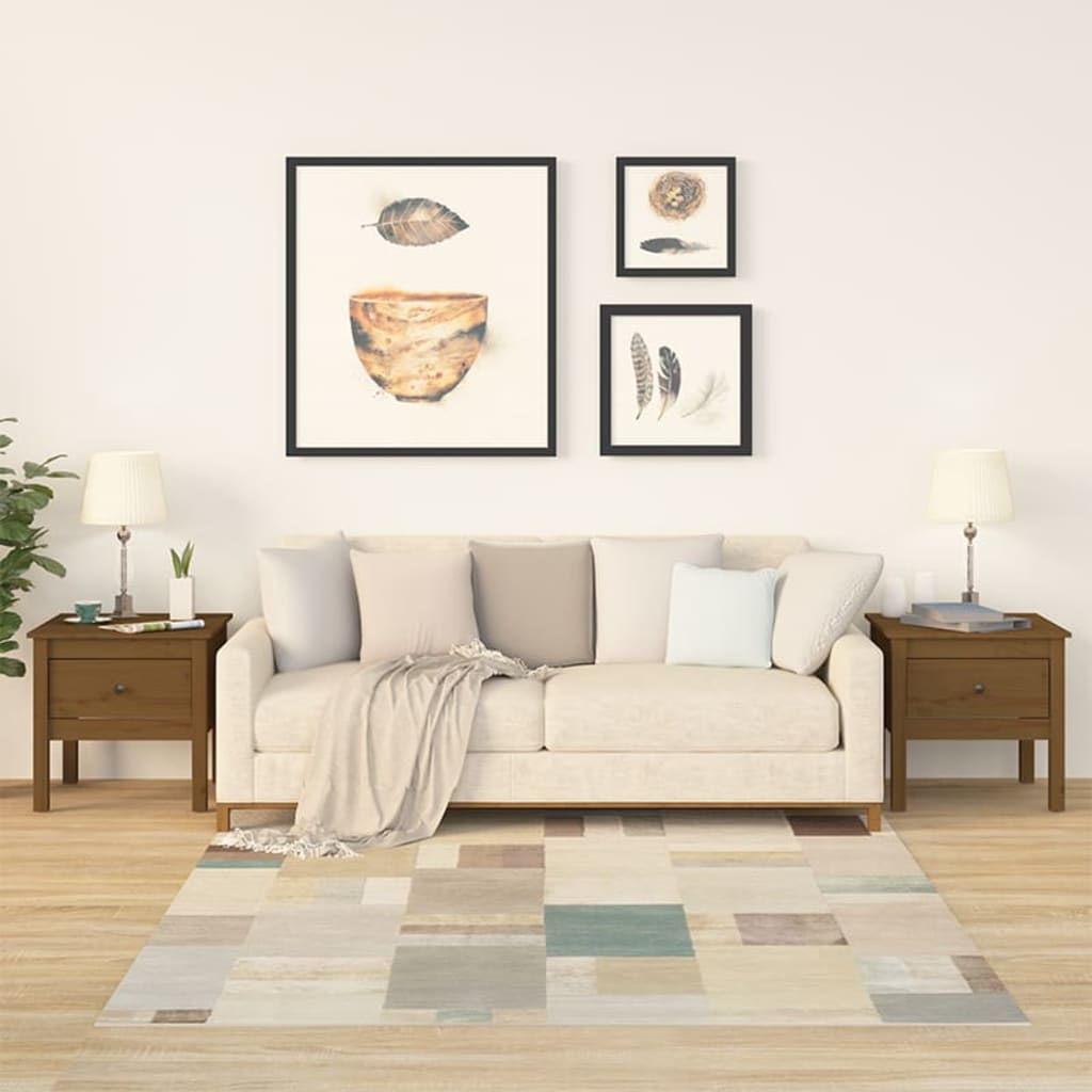 Beistelltische 2er Set Honigbraun Kiefer Massivholz