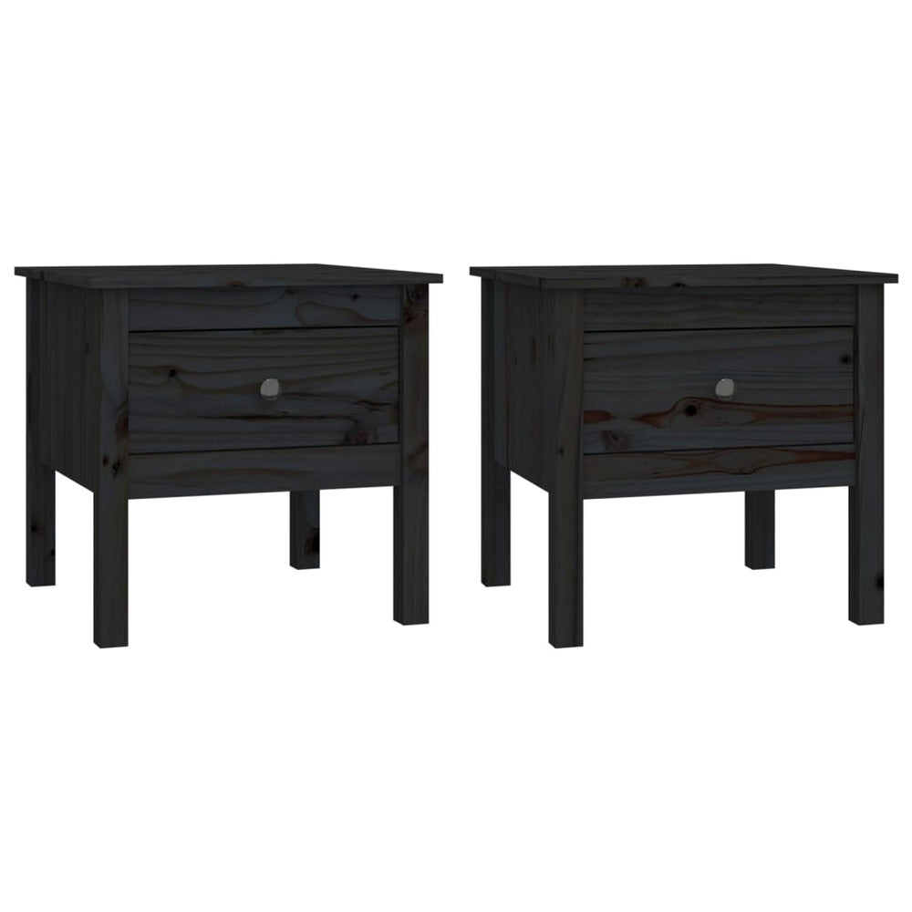 Schwarze Beistelltische 2er Set Kiefer Massivholz