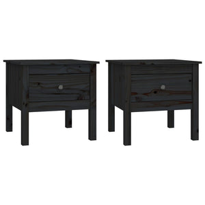 Schwarze Beistelltische 2er Set Kiefer Massivholz