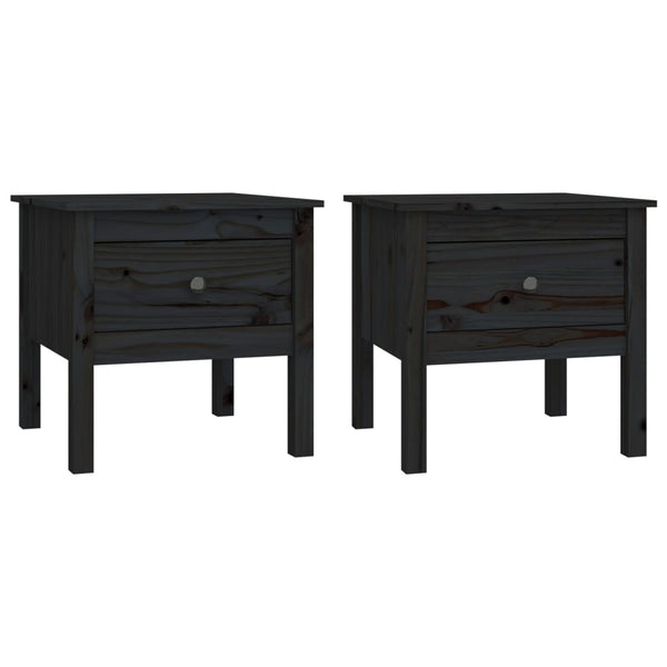 Schwarze Beistelltische 2er Set Kiefer Massivholz