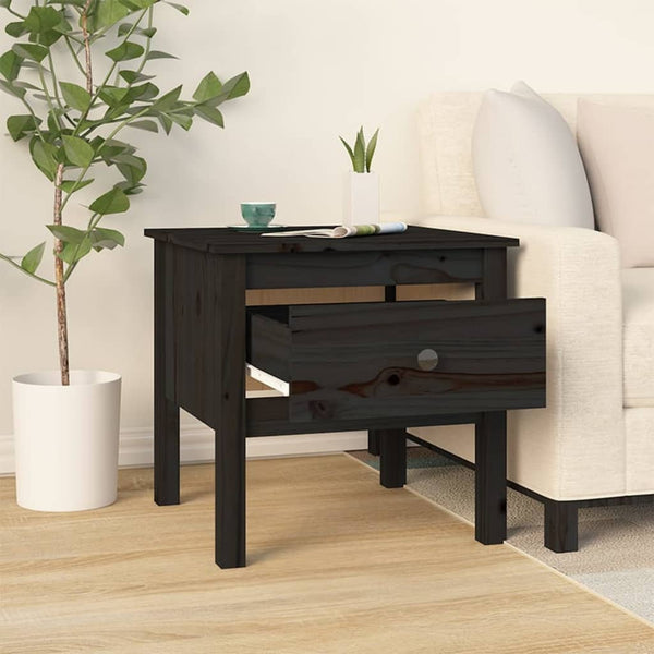 Schwarze Beistelltische 2er Set Kiefer Massivholz