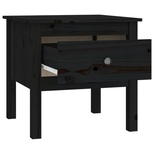 Schwarze Beistelltische 2er Set Kiefer Massivholz
