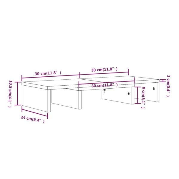 Monitorständer Kiefer Massivholz 60 cm