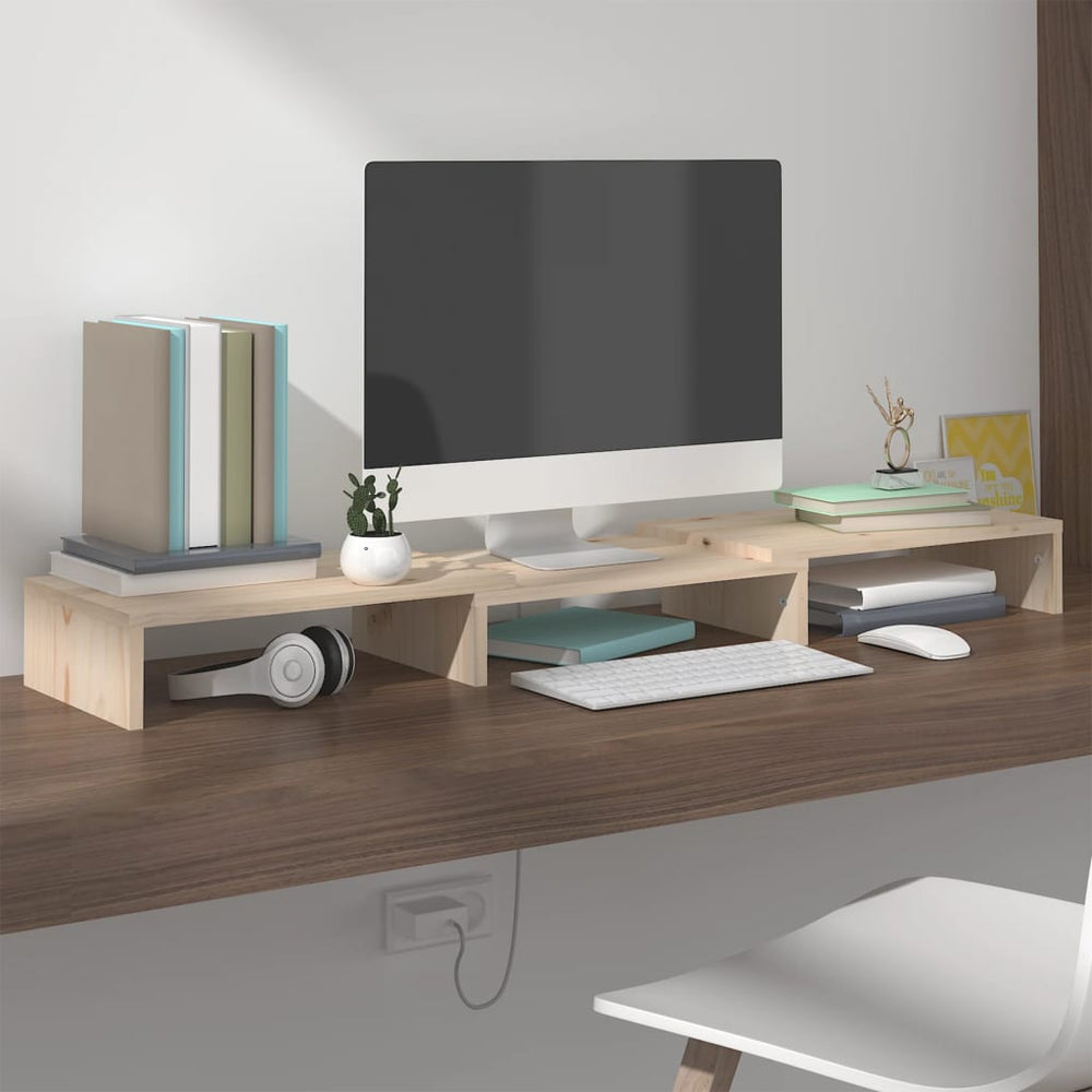 vidaXL Monitor Stand 80x24x10.5 cm Solid Pine Wood