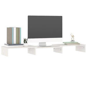 vidaXL Support d'écran Blanc 80x24x10,5 cm Bois de pin massif