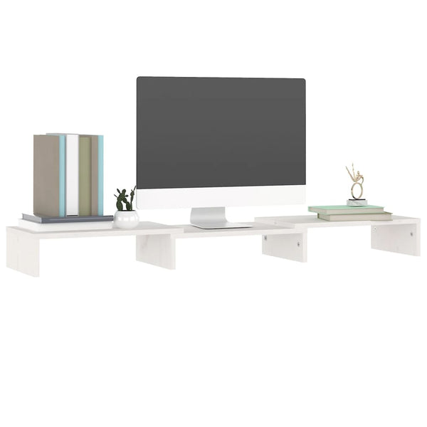 vidaXL Support d'écran Blanc 80x24x10,5 cm Bois de pin massif