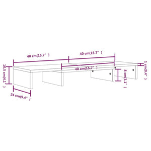 vidaXL Support d'écran Blanc 80x24x10,5 cm Bois de pin massif