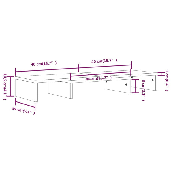vidaXL Support d'écran Blanc 80x24x10,5 cm Bois de pin massif