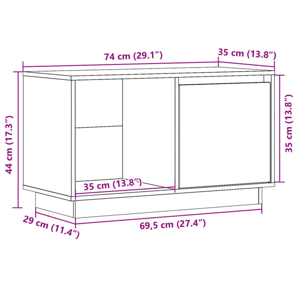 TV-Schrank Kiefer Massivholz 74 cm