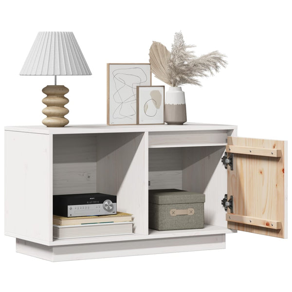 Weißer TV-Schrank Kiefer Massivholz 74 cm