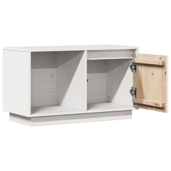 Weißer TV-Schrank Kiefer Massivholz 74 cm