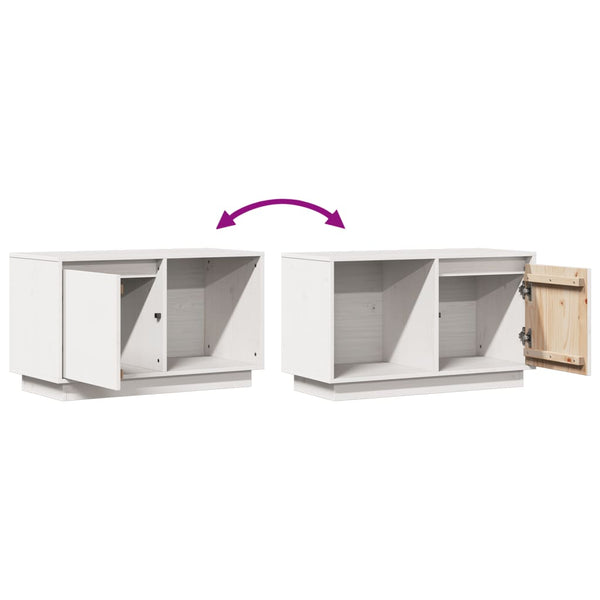 Weißer TV-Schrank Kiefer Massivholz 74 cm