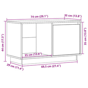 Grauer TV-Schrank aus Kiefernholz 74 cm
